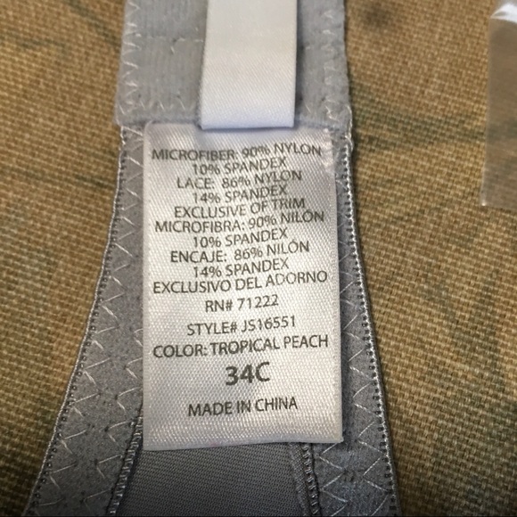 NWOT 34C PEACH & GRAY PACE BRA JESSICA SIMPSON - Picture 8 of 8